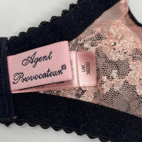 Agent Provocateur Francoise Black Pink Lace Bra 36DD - Picture 9 of 9